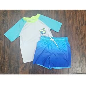 The Children's Place Baby Boy Swim Set Size 2T white blue